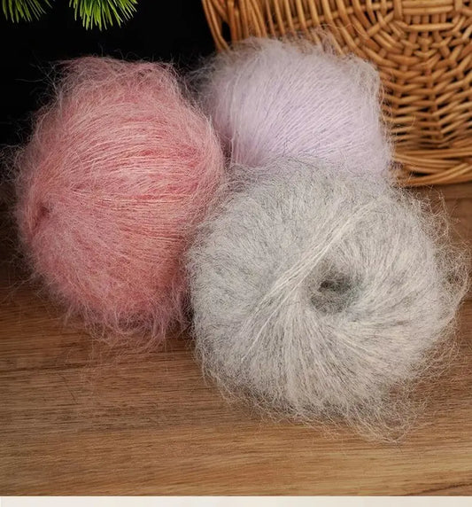300g Colorful Long-Haired Alpaca Mohair Yarn Handmade DIY Material Knitting Autumn and Winter Fashion Women's Sweater Sweater Jacket Shawl Yarn Ball 1 Piece = 6 Pieces = 300g