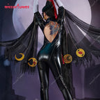 Miccostumes Women's Black Witch PU Leather Cosplay Bodysuit