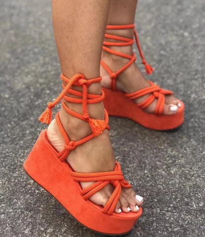 Sandal Women Summer Fashion  Sandals  Women's Wedge Sandals Cross Straps Casual Women's Shoes Women High Heels SS69