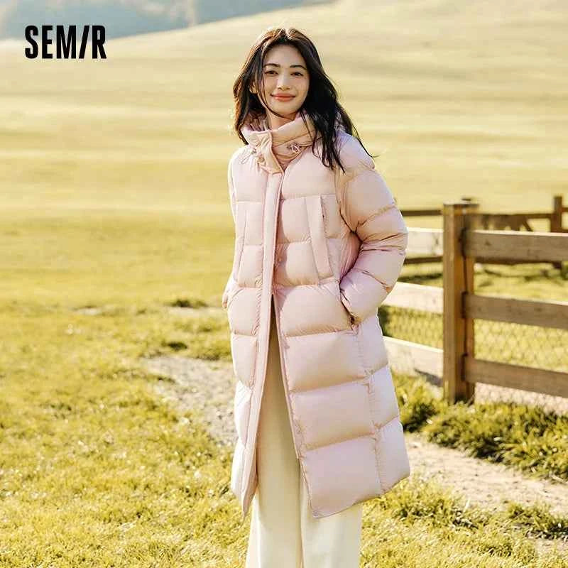 Semir Down Jacket Women Long Length Waterproof Coat 2026 Fashion Winter New Loose Hooded Coat Simple Down Jacket Woman