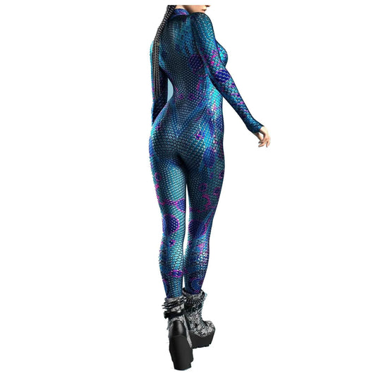 Adult Kids Halloween Zentai Bodysuit Cosplay Costume Party Female Girls Woman 3D Printed Catsuit Fish Scales Jumpsuit