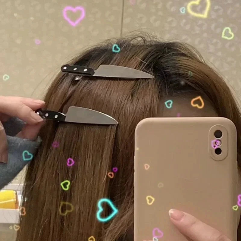 New Creative Weird Knife Hair Clips For Women Funny Hairpins Girls Hairclip Punk Barrette Hairpins Headwear Hair y2k Accessories SS69