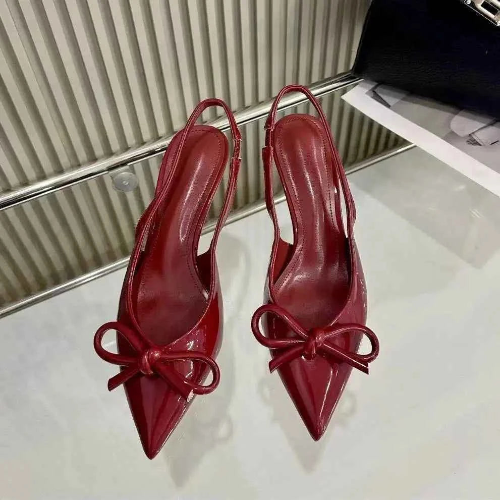 2025 New Butterfly Knot Fashionable Pointed Toe Hollow Back Women's Sandals High Heels Korean Style Spring Autumn Elegant Lad...