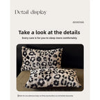 Leopard Print Plush Quilt Cover Set - Warm Coral Fleece
