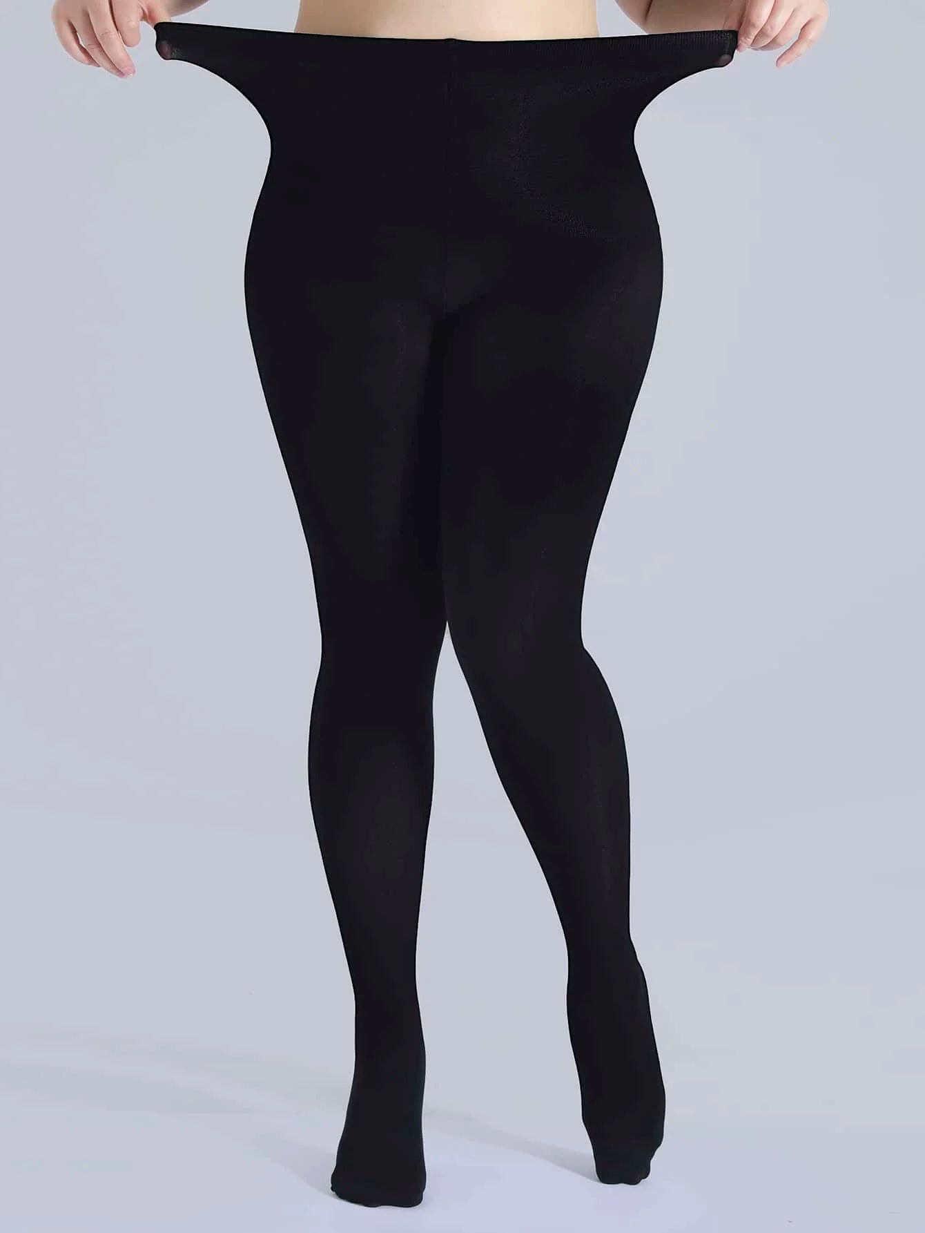 Plus Size High Waisted Stretch Pantyhose - Nylon Elastane Blend