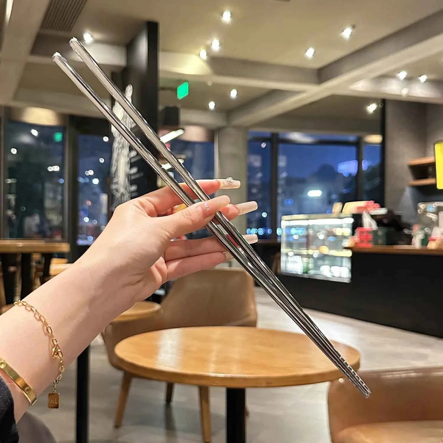 Stainless steel and long chopsticks, high-temperature resistant hot pot chopsticks, 45cm serving chopsticks for household use