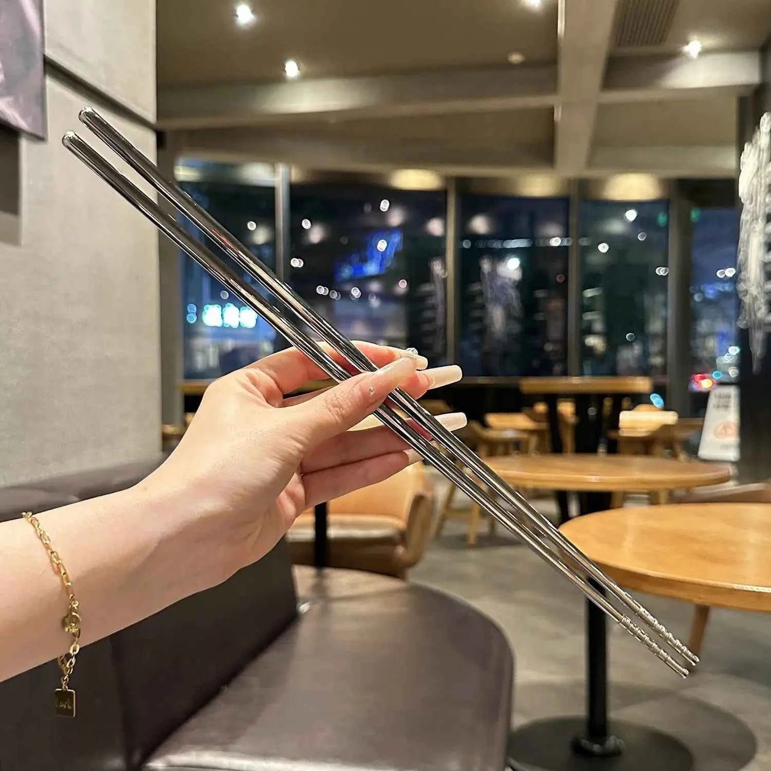 Stainless steel and long chopsticks, high-temperature resistant hot pot chopsticks, 45cm serving chopsticks for household use