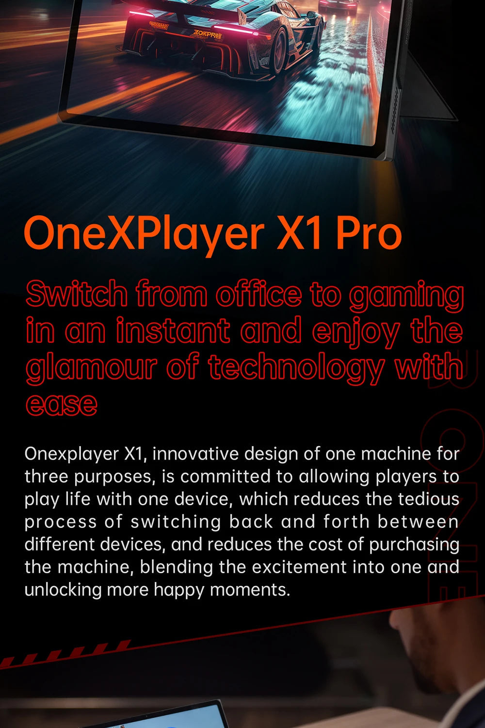 OneXPlayer X1 PRO AMD Ryzen AI 9 HX 370 /8840U PC Game Console 3 IN 1 Laptop Tablet 10.95 Inch 120 Hz AI CPU Computer Controller SS69