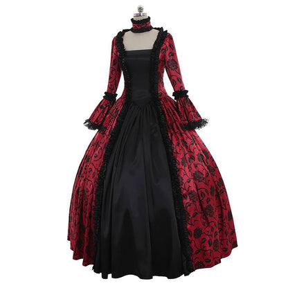 Women Cosplay Marie Antoinette Dress Medieval Flare Sleeve Victorian Party Formal Gown Renaissance Gothic Floral Robe Plus Size SS69 32.69 red / 5XL