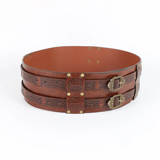 SS69 Viking Wide Waist Armor Belt, Adjustable Synthetic Leather LARP Gear