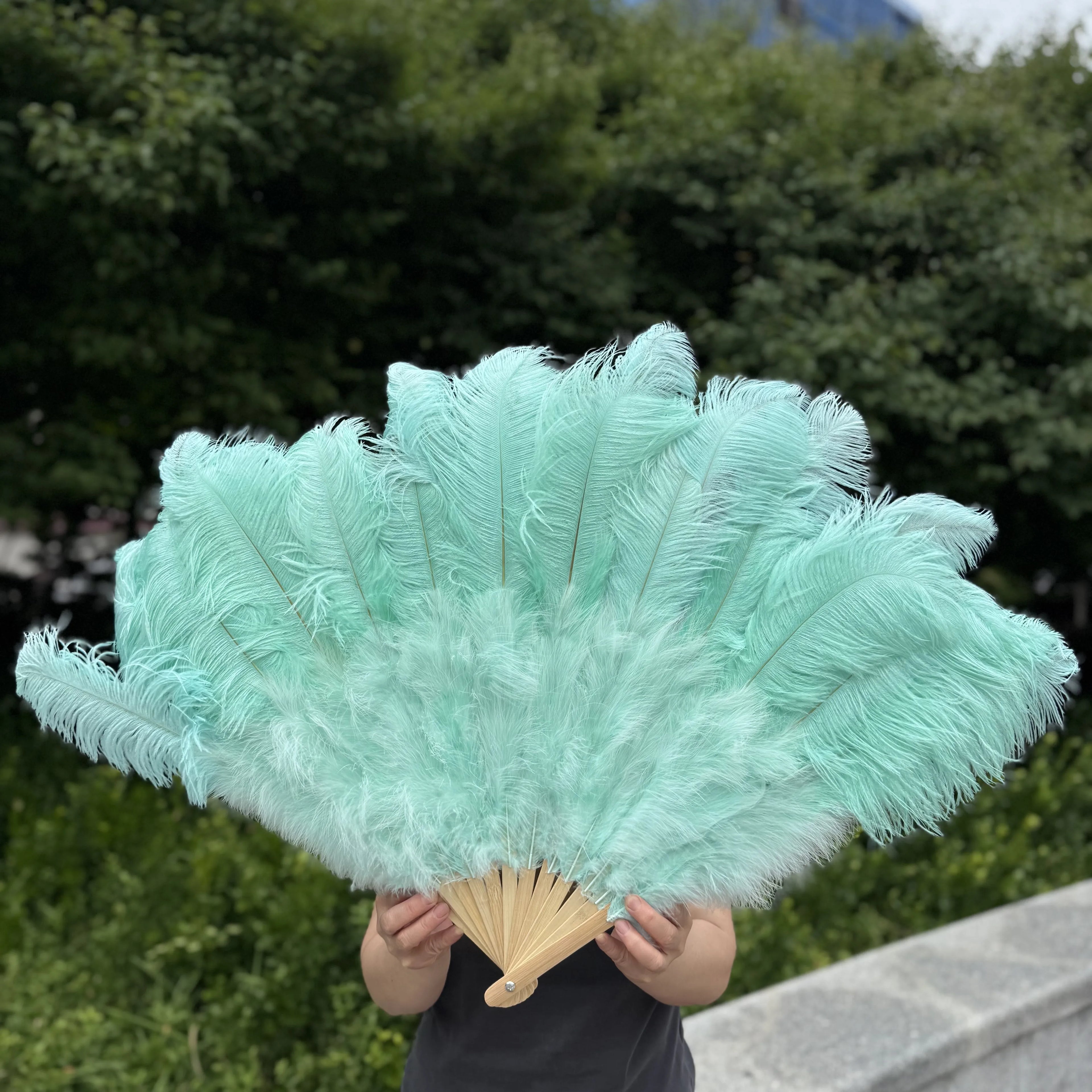 Large Ostrich Feather Fan 130cm - Carnival & Stage Performance