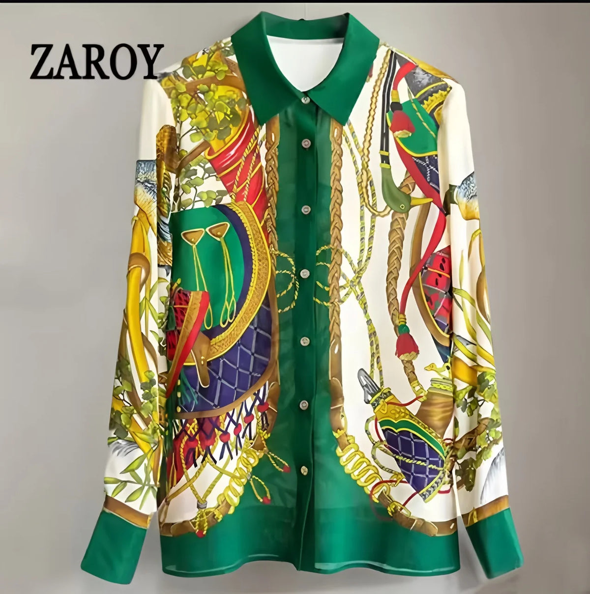 Camisas Newest Exclusive Women Luxury Shirt Long Sleeve Lapel Satin Shirt Old Money Print Brand Design Shirt OL Blouse руба