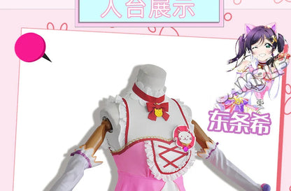 In Stock Anime LoveLive Cat Twin Tail Arcade Game 9 Characters Cosplay Costume Tojo Nozomi Nico Honoka Umi Rin Maki Eli Full Set SS69