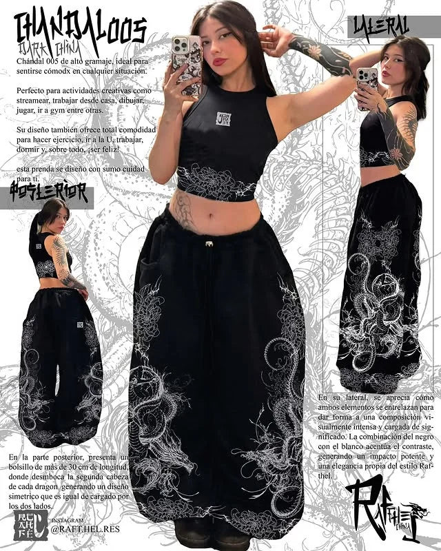 Equinox Flower Japanese Leisure Pants Manga Printing Men Women Slacks Trousers Y2K Gothic Wide Pants