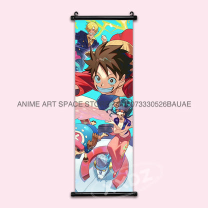 ONE PIECE Hanging Painting Japanese Anime Home Decor Wall Art Luffy Scrolls Pictures Passion Straw Hat Pirates Warm Blood Comics SS69 17.69 hzw26-22 / CHINA / 25x75cm(10x30inch)