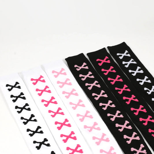 SS69 Women's Bone Print Thigh High Socks - Cotton Blend Cosplay Stockings