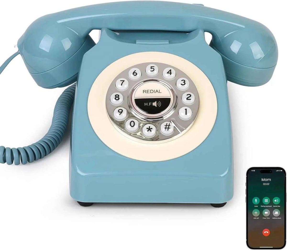 Bluetooth Landline Phone, Retro Bluetooth Home Phone Compatible with Android & iOS, Wireless Cordless Telephone with Speakerphon