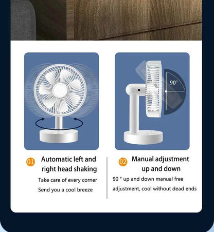 3600mAh USB Desk Fan 4 Speed Adjustable Desktop Table Fan with Strong Wind Quiet Operation Kipas USB Oscillating Fan