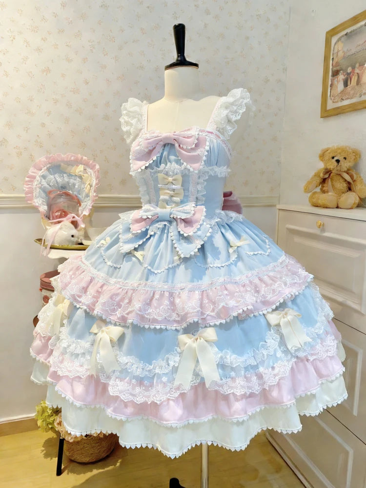 French Lolita Strap Dress Lace Patchwork Cosplay Outfit Y2K Vintage Elegant Girls Sweet Party Kawaii Dress Women Clothing 2026