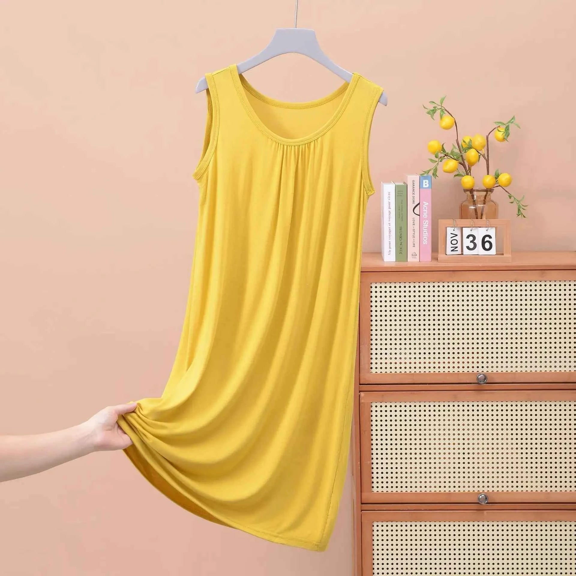 Plus size XL to 8XL Modal sleeveless sleepdress Summer lady's tank dress Loose camisole nightdress comfort dresses