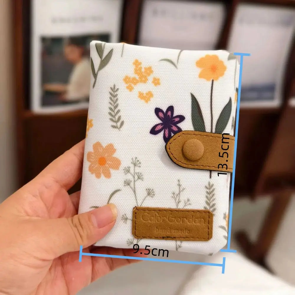 ISKYBOBCN Floral PU Leather Short Wallet with Zipper & Hasp