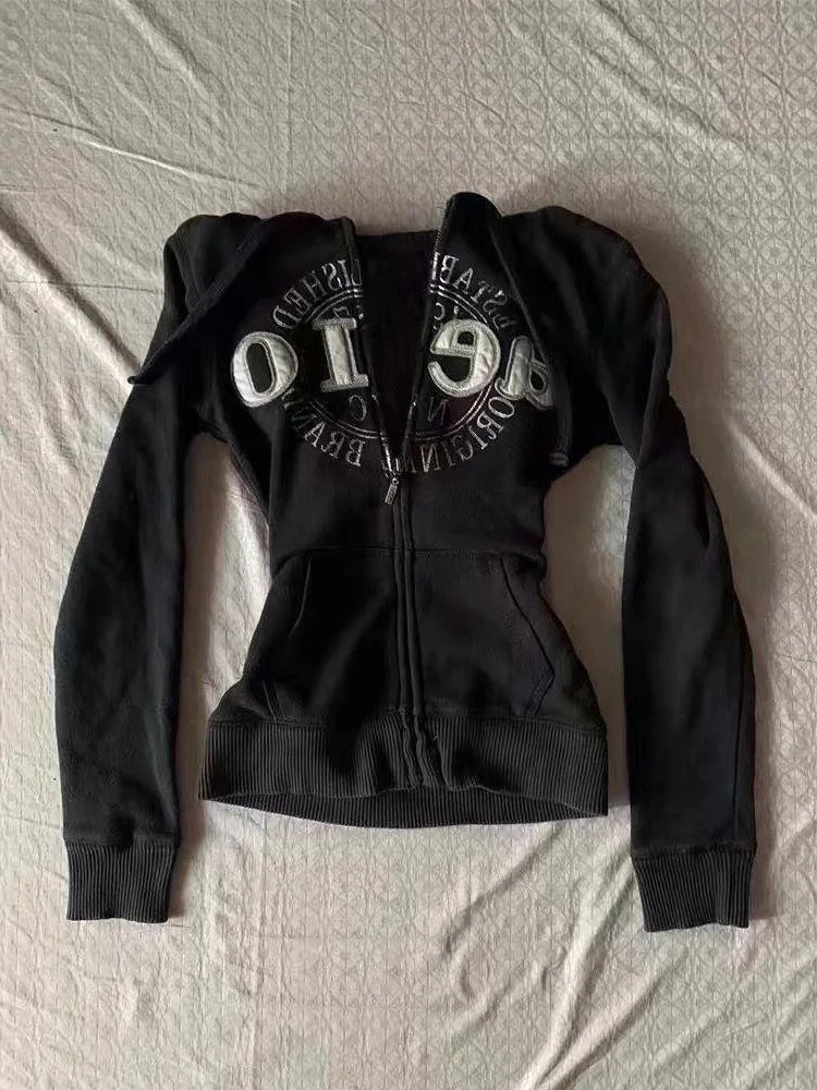 Retro Jacket Retro Design Black Hoodie Women's Casual Hoodie Women's Autumn Y2K Top New Garbage Rock Multifunctional Sweatshirt SS69 22.69 black / XL / Italy