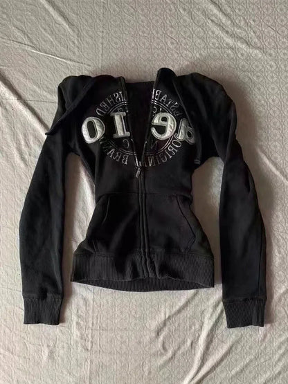 Retro Jacket Retro Design Black Hoodie Women's Casual Hoodie Women's Autumn Y2K Top New Garbage Rock Multifunctional Sweatshirt SS69 22.69 black / XL / Italy