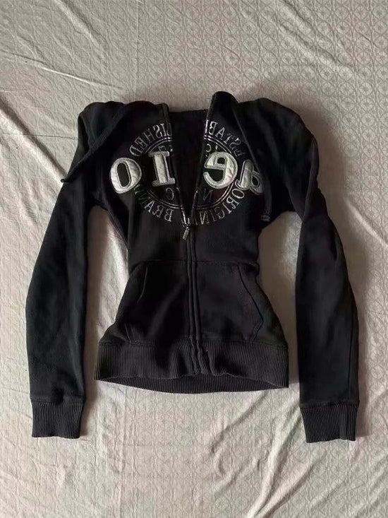 Retro Jacket Retro Design Black Hoodie Women's Casual Hoodie Women's Autumn Y2K Top New Garbage Rock Multifunctional Sweatshirt SS69 22.69 black / XL / Italy