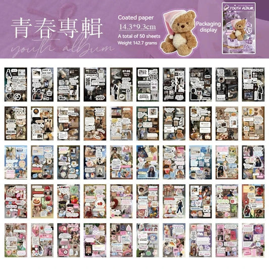 45pcs Japanese Retro Early Style Manga Cut Film Sticker Book Kawaii Girl Scrapbook Journal DIY Deco Cute Showa Phone Case Decals SS69 25.69 Youth album 50sheets