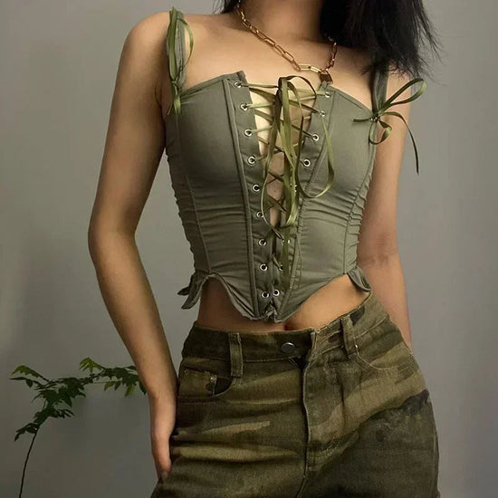 Sexy Lolita Corset Shaper Ladies Slimming Bandage Corsets Underbust Bustier Top Women Lingerie Elegant Streetwear Clothes Blusas SS69 34.69 2-21175 army green / S