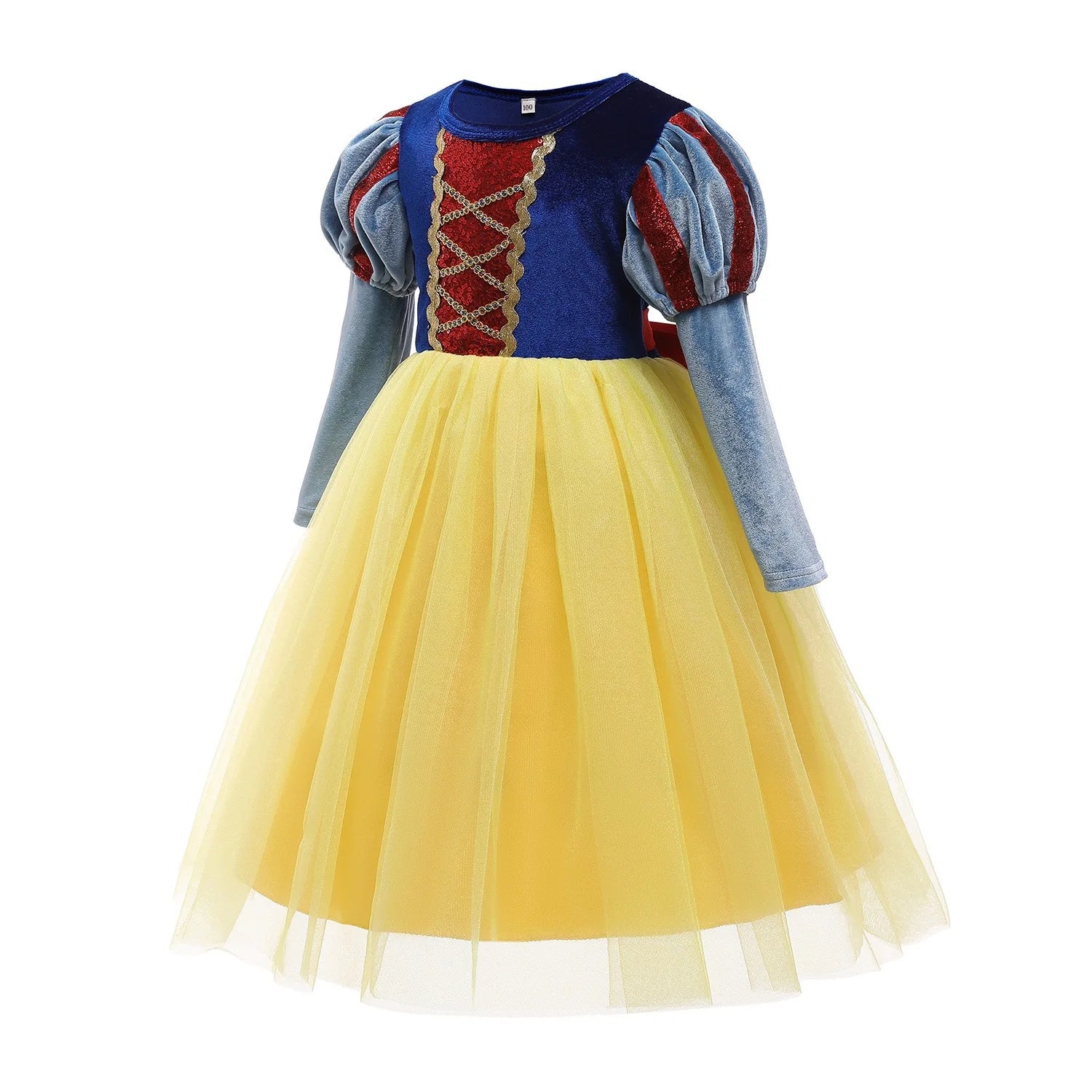 Disney Snow White Princess Dress for Girls - Yellow Stripe Cosplay Costume