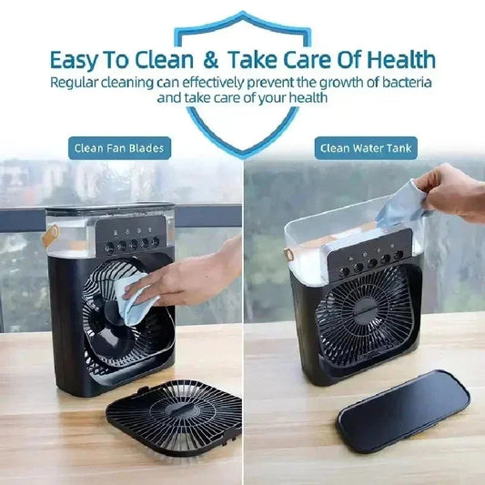New 3 In 1 Fan AIr Conditioner Household Mini Air Cooler LED Night Light Portable Humidifier Air Adjustment Fan Office Home Fan SS69