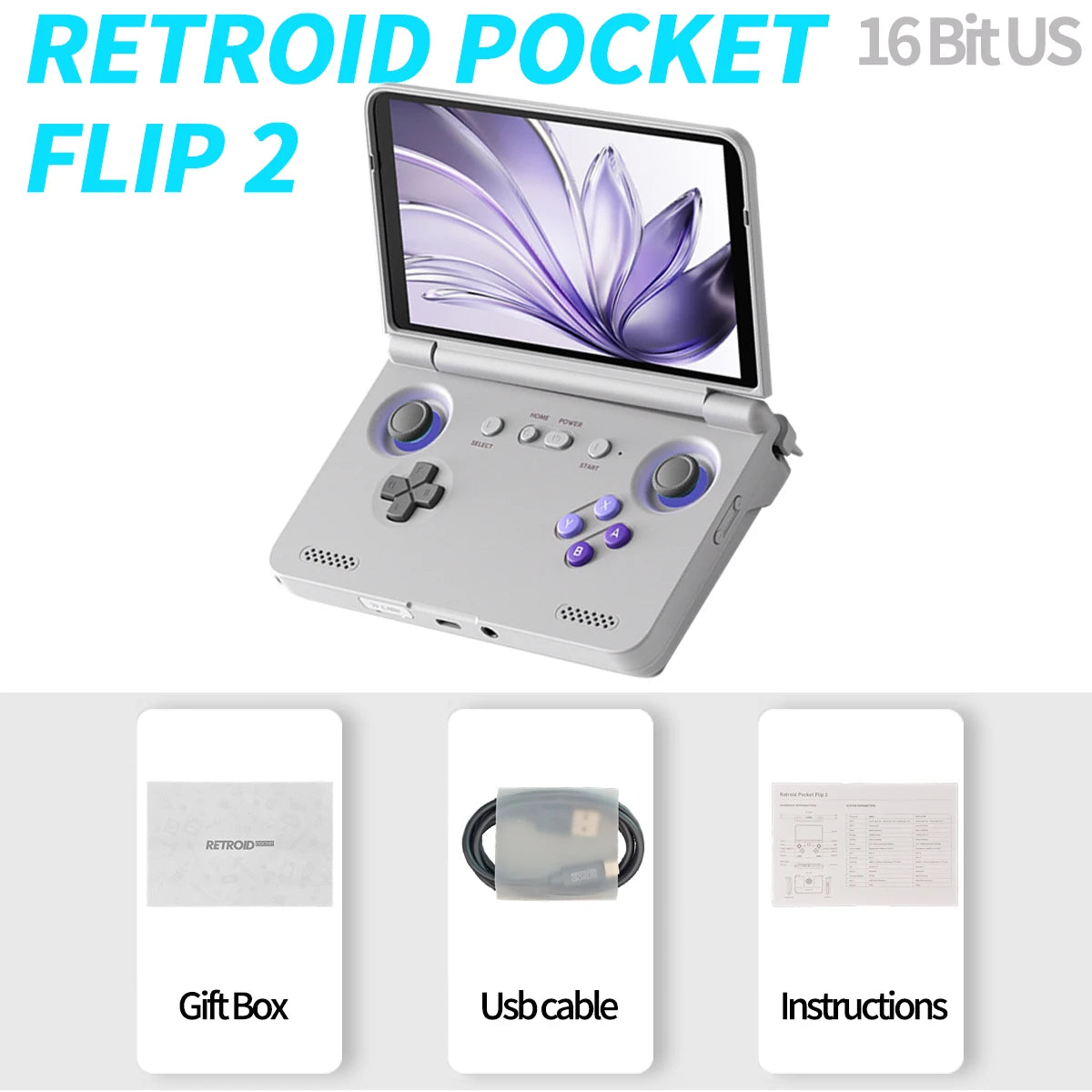 2025 Retroid Pocket Flip2 Retro Handheld Game Console Android13 5.5 Inch AMOLED Touch Screen Video Player Wifi Bluetooth PSP PS2
