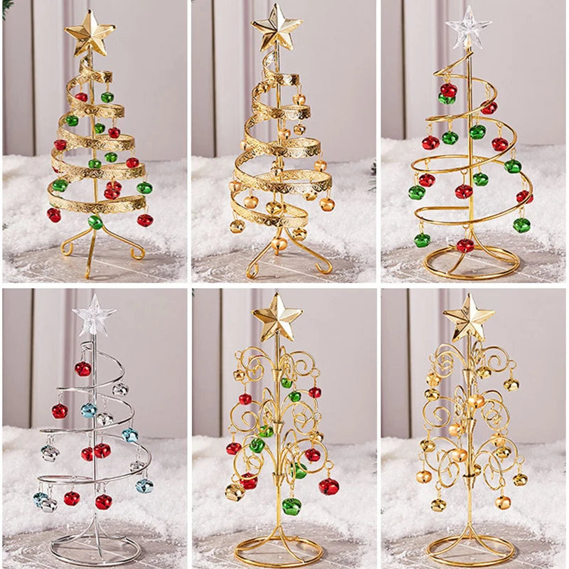 Iron Lace Christmas Tree Mini With Bell Star Desktop Ornament Ornament New Year Christmas Eve Gift Celebrate Party Xmas 2026