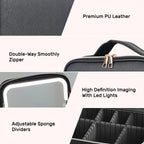 Travel Makeup Train Case with LED Mirror & Dividers