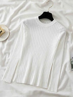 Women Pullovers Sweaters Knit Soft Jumper tops New Autumn Winter Tops O-Neck Ribbed Long Sleeve Korean Slim-fit Female Sweater