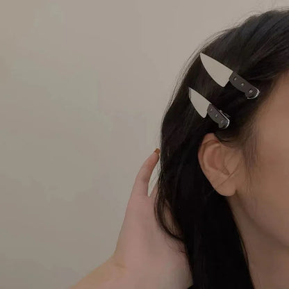 1/2pcs Creative New Gothic Emulation Knife Hair Clips Side Bangs Hairpin Funny Weird Knife Hairpins Women Girls Hair Accessories SS69