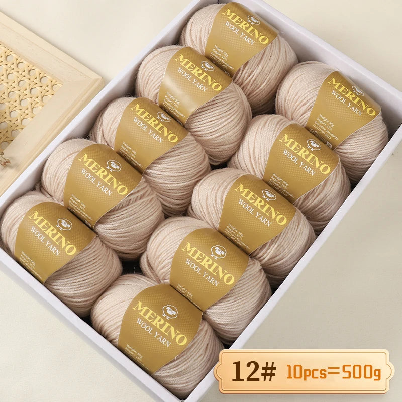 500g of High-Quality 212 Medium-Fine Alpaca Wool Yarn, Suitable for Knitting Sweaters, Scarves, and Hats, 10 Skeins/Pack