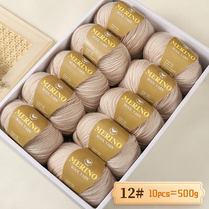 500g of High-Quality 212 Medium-Fine Alpaca Wool Yarn, Suitable for Knitting Sweaters, Scarves, and Hats, 10 Skeins/Pack
