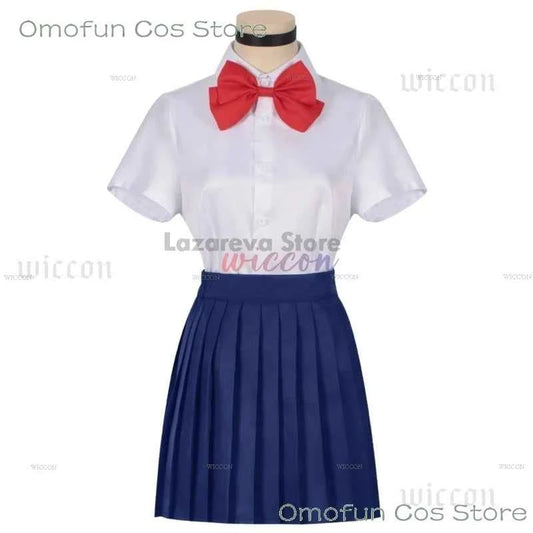 Momo Ayase Cosplay Costume Wig Anime Dandadan School JK Uniform Earrings Pink Sweater Skirt Halloween Party Women