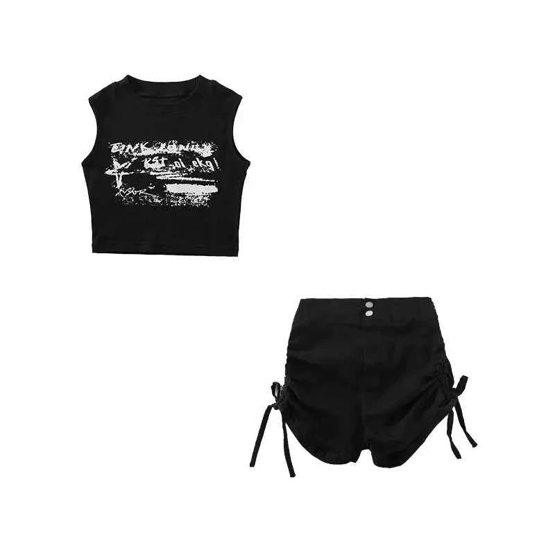 Hip Hop Girls Fashion Crop Top Street Dance Shorts Kids K-pop Streetwear Hot Pants Costume Children Jazz Girl Group Clothes Sets