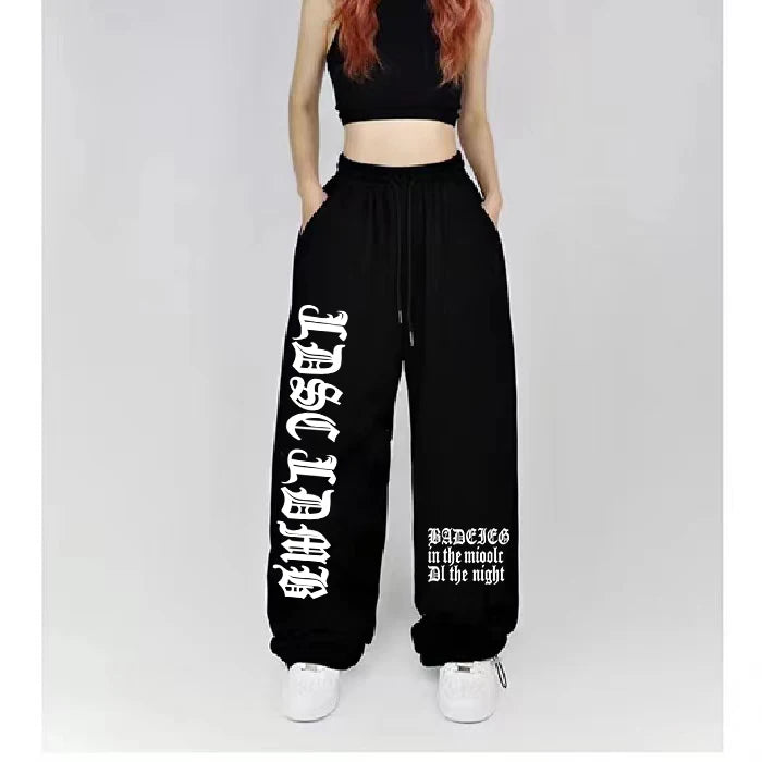 2024 Spring Summer New Sports Pants for Women American Street Trendy Wide Leg Pants Women Fun Print Design Woman Trousers - SS69