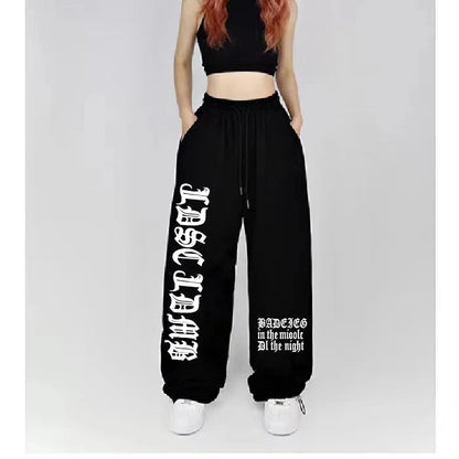 2024 Spring Summer New Sports Pants for Women American Street Trendy Wide Leg Pants Women Fun Print Design Woman Trousers - SS69