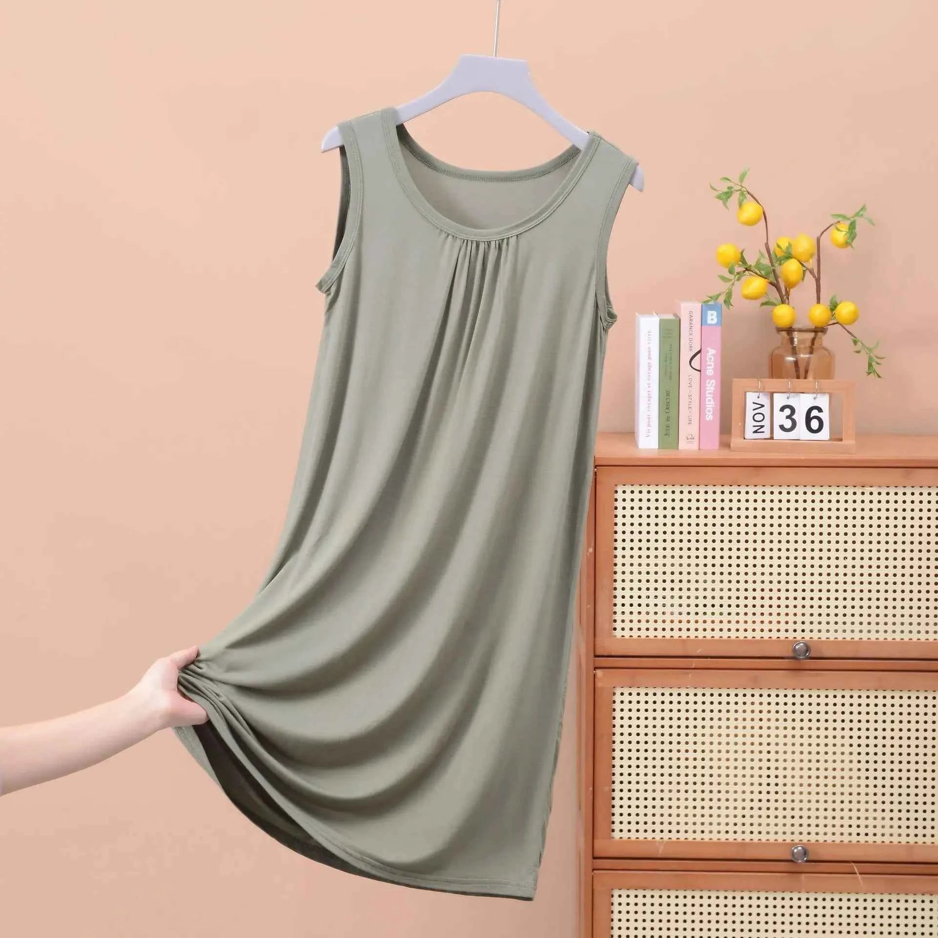 Plus size XL to 8XL Modal sleeveless sleepdress Summer lady's tank dress Loose camisole nightdress comfort dresses
