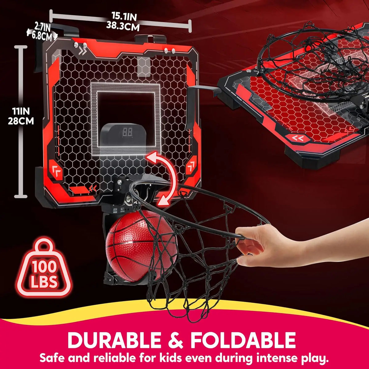 JOYFY LED Indoor Basketball Hoop with Scoreboard & 4 Balls