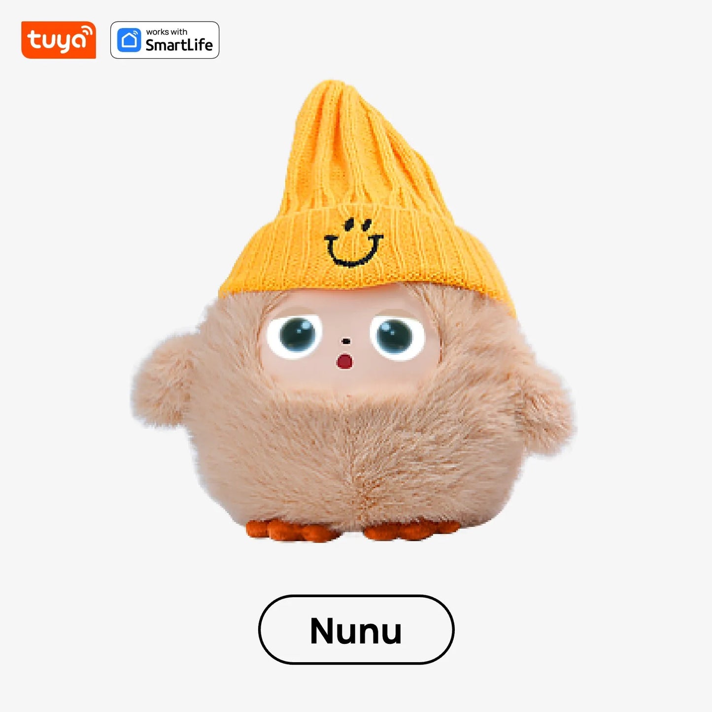 Cute Nunu-AI Plush Toy W/Smart Voice&LED Eyes,Interactive Companion ReadyRechargeable E-Pet open up fun life W/Tuya App-Khaki