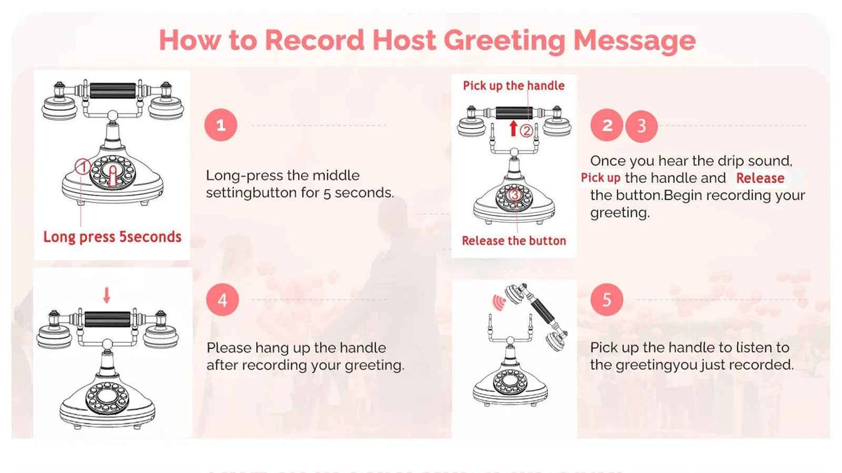 Voice Guestbook phone Wedding Telephone Classic Retro Craftsmanship Recording Guestbook For Confessional Wedding Birthday Party