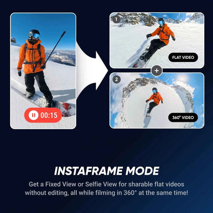 Insta360 X5 - Waterproof 8K 360° Action Camera, Leading Low Light, 3-Hour,Triple AI Chip Design Battery,