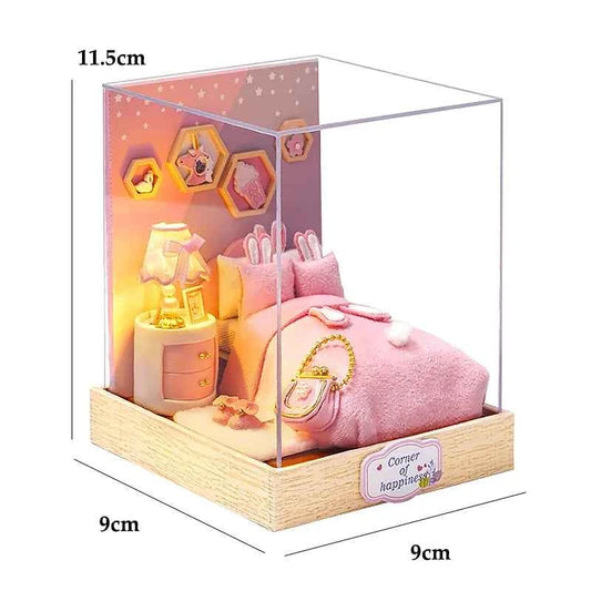 Wooden Miniature Dollhouse with LED Light Creative DIY Flower House Handmade 3D Puzzle Assembly Building Model Toys Doll Houses