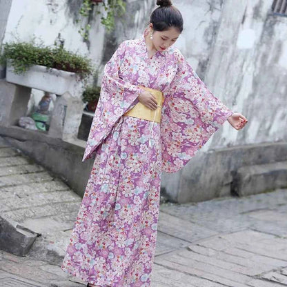 Fashion National Trends Women Sexy Kimono Yukata With Obi Novelty Evening Dress Japanese Cosplay Costume Floral One Size